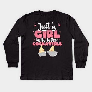 Just A Girl Who Loves Cockatiels kawaii parrot bird lovers design Kids Long Sleeve T-Shirt